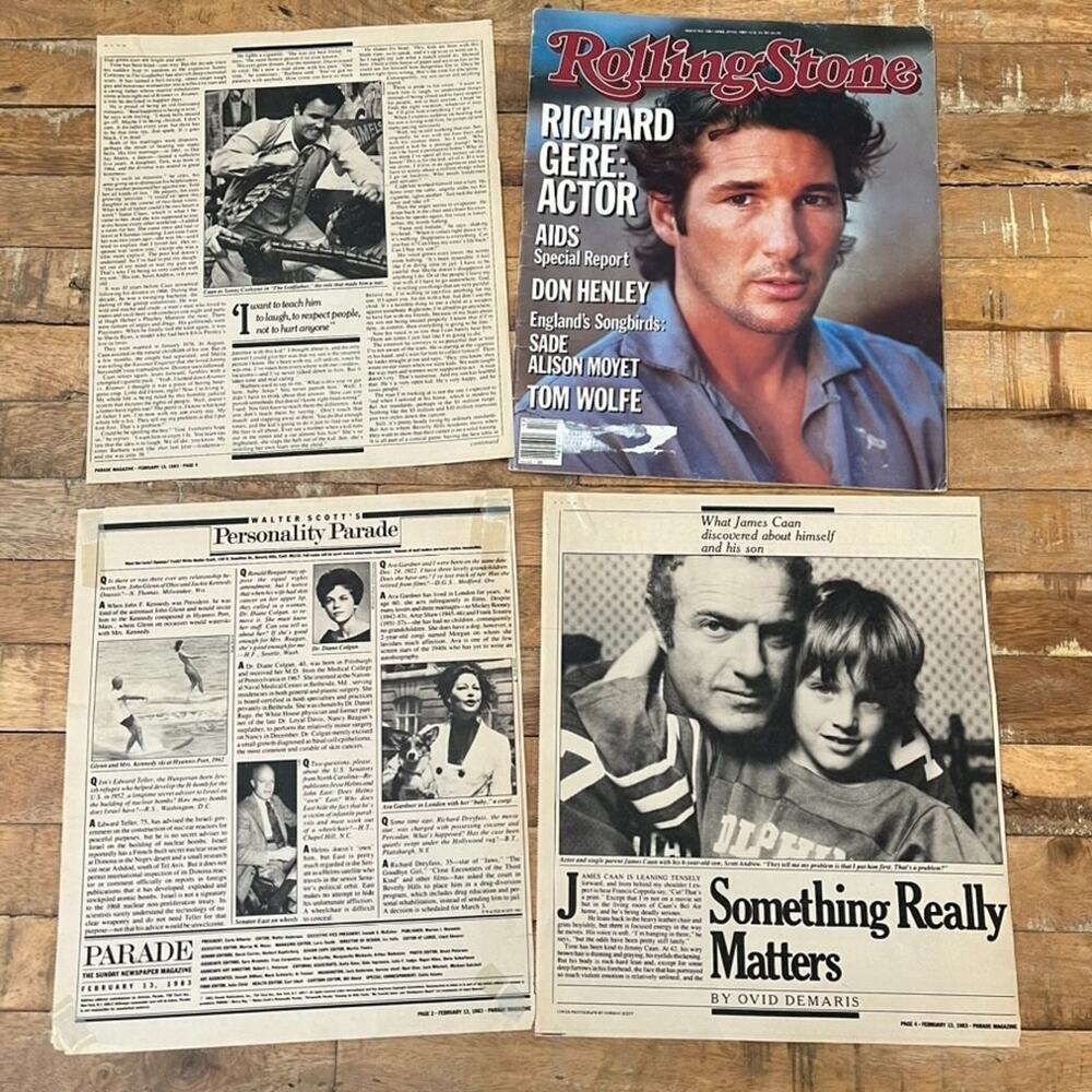 Vintage Rolling Stone Richard Gere Magazine Print Media Parade 80's Clippings